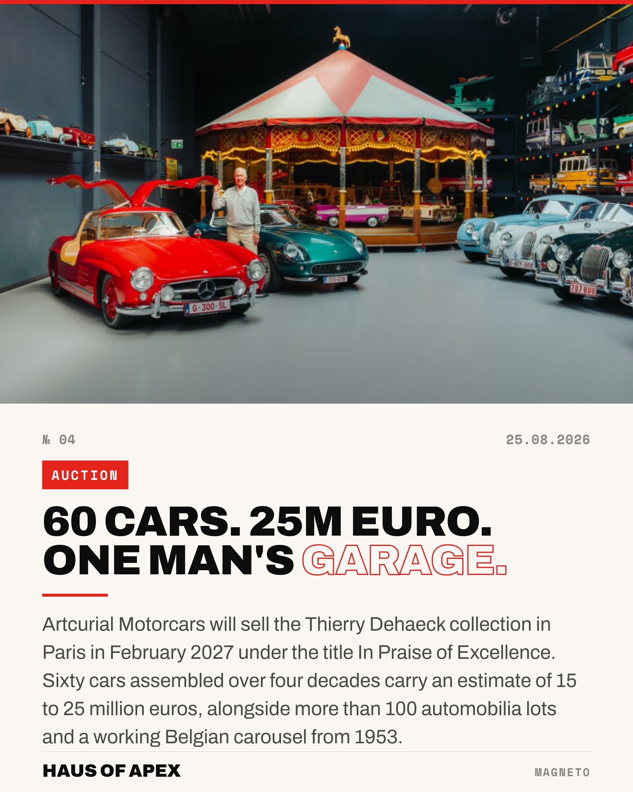 60 Cars. 25M Euro. One Man's Garage.